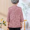 Elderly Women's Embroidered Seven-Quarter Sleeve Summer Shirt