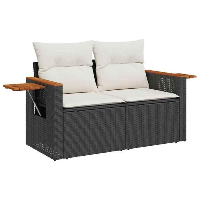 VidaXL Salon de jardin 6 pcs avec coussins noir résine tressée 3325962
