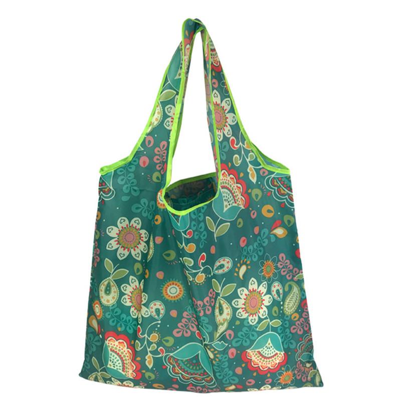 Nylon faltbare recycelbare Einkaufstasche umweltfreundliche wiederverwendbare Einkaufstasche für Damen, Tasche für Obst Gemüse Lebensmittel, mit Blumenmuster