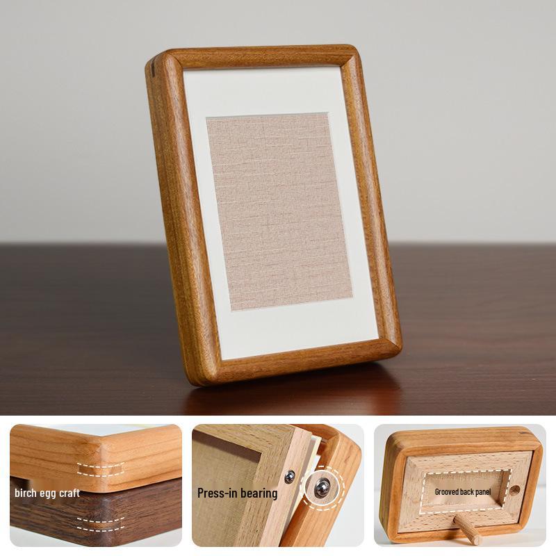 6-Inch Black Walnut & Cherry Wood Mortise and Tenon Rounded Corner Photo Frame 4 inches (inner diameter 7.6*10.1cm)