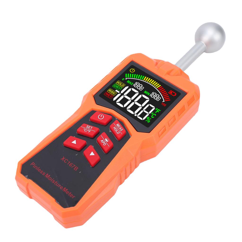 Spherical Humidity Meter Ball Probe Pinless Damp Tester with LED Flashlight for Wall Wood Drywall