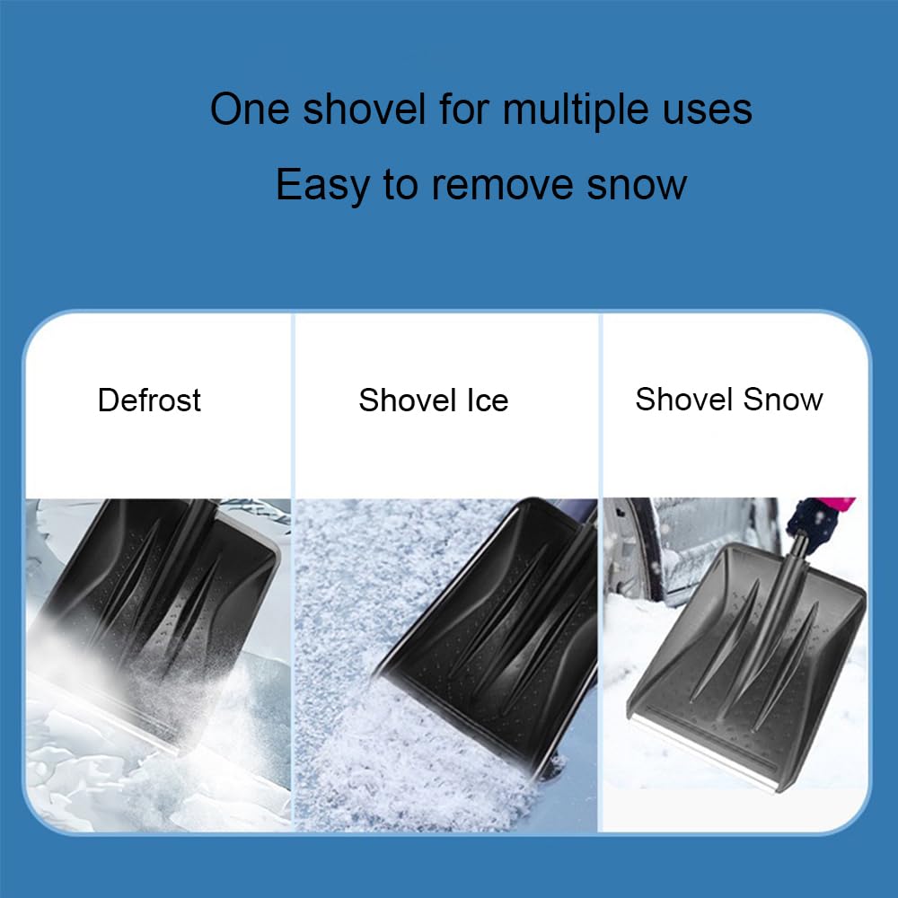 All-in-One Foldable Snow Shovel, Adjustable D-Grip & Retractable Handle for Car Emergency, Driveway, Home