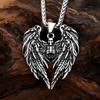 Gothic Skull With Angel Wings Necklace Men's Stainless Steel  Creative Handmade Hip Hop Pendant Jewelry Gift Dropshipping