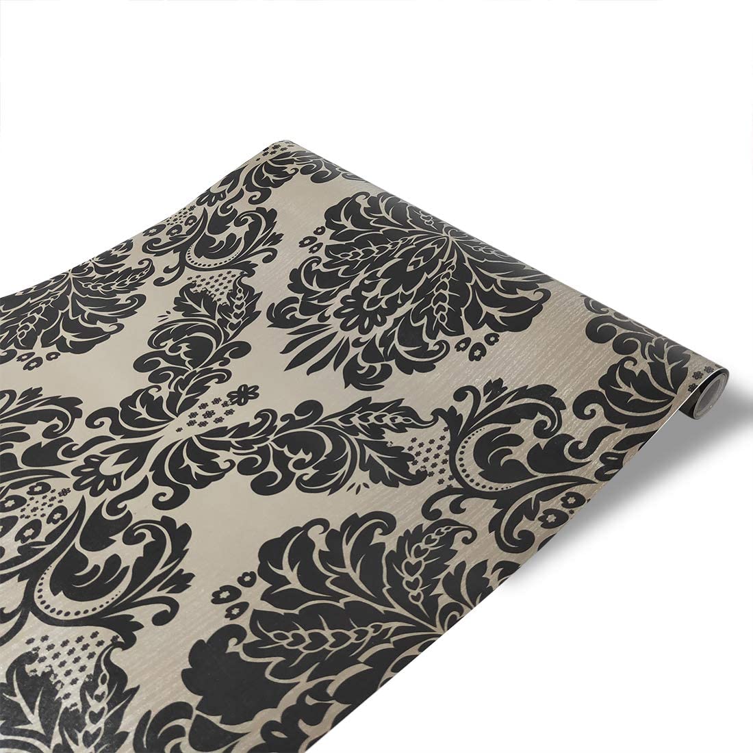 

Виниловые Дамасские Обои Самоклеящиеся Обои Черные Цветочные Самоклеящиеся Обои для Спальни Гостиной Домашнее Украшение Стен 1mx45cm