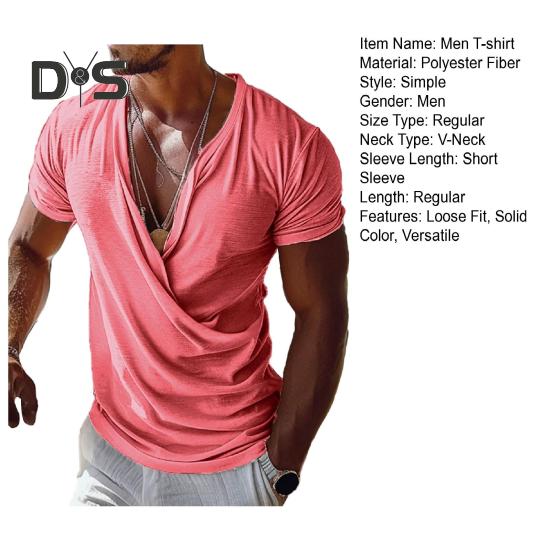 Bărbați tricou V-neck mânecă scurtă casual topuri Lejer croială culoare solidă respirabil material pulover topuri Home Gym Street Wear