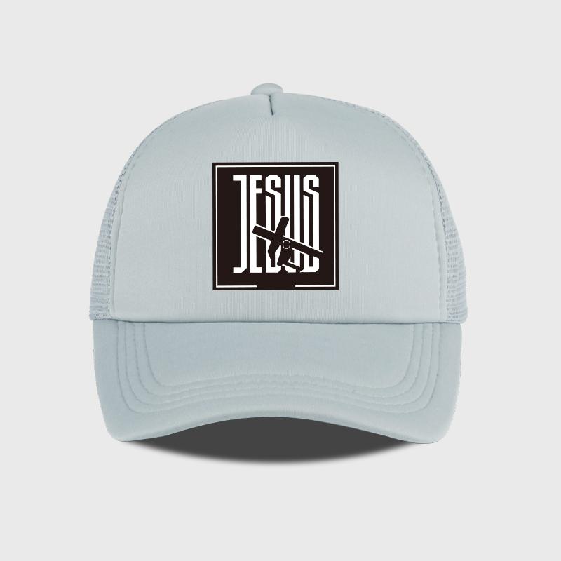 

JESUS CrossPrint Sponge Mesh Cap Unisex Mesh Back Adjustable Strap Casual Retro Sun Hat