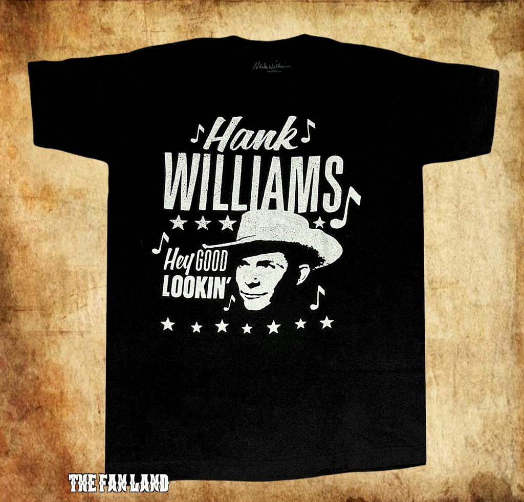 Nuova T-Shirt Classica Vintage Nera di Hank Williams Hey Good Looking 1951