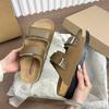 Korean Version Of Niche Open Toed Empty Velcro Sandals Women'S Summer Platform Birkenstock Outer Wear Leather Cool Slippers