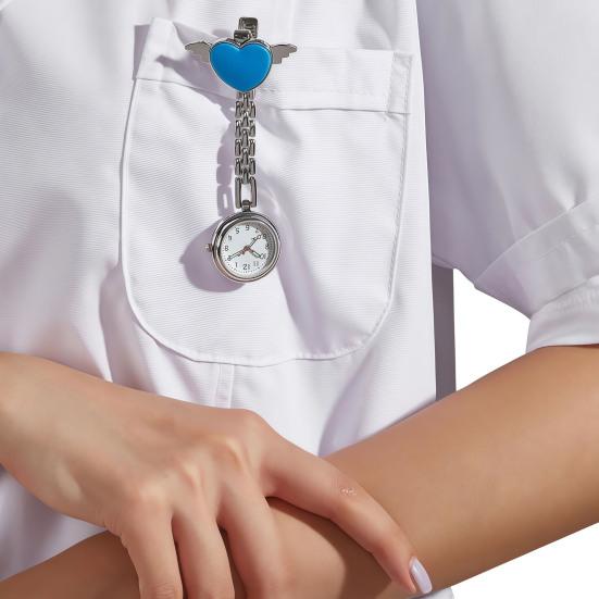 Nurse Quartz Watch Clip-on Doctor Watch Heart And Wings Design Watch for Chest Pocket Nurses Doctors Medical Professionals