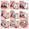 5pcs Stainless Steel Sacred Heart Of Flames Pendants For Jewelry Making Supplies Silver Color Charm Necklace Bracelets Earrings