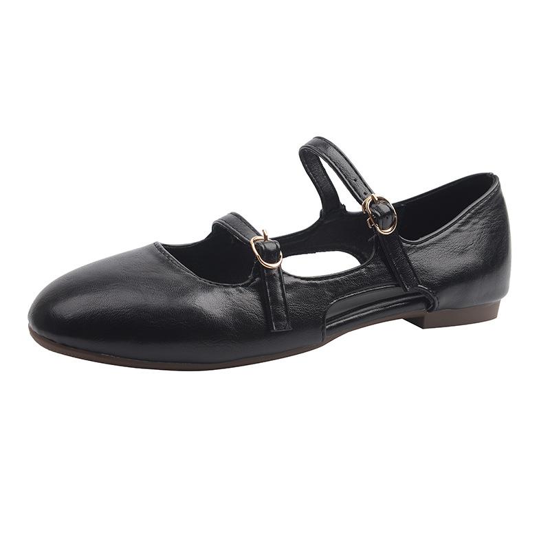 Street Style Silvery Women Mary Jane Shoes Ladies Casual Soft Sole Dress Flats Shoes Elegant Leather Ballet Shoes