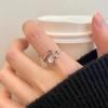 Light luxury fashion high sense pearl zircon copper ring women's design sense retro personality open index finger ring simple