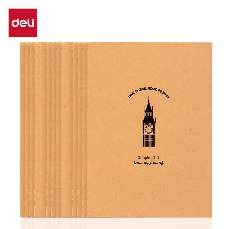 Deli A5 Kraft Paper Stitched Softcover Notebook (12 Pack)