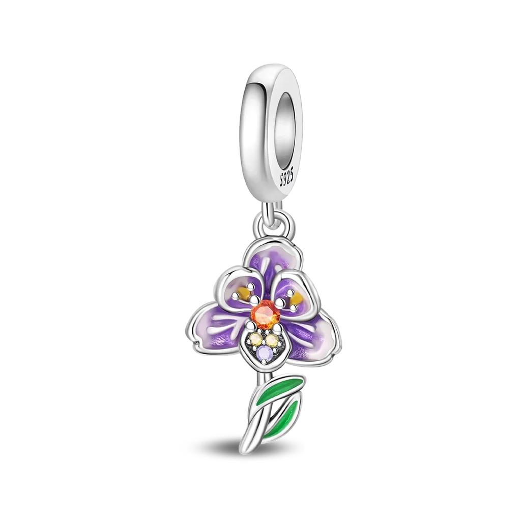 Purple Flowers Copper Iris Charms Heartsease Hydrangea Earrings Beads For Necklace Diy Bracelets Present Jewellery