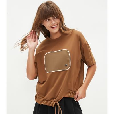 DIMANAF 2025 Summer Pocket T-shirt Women Printing Asymmetrical Full Sleeve Loose White Black