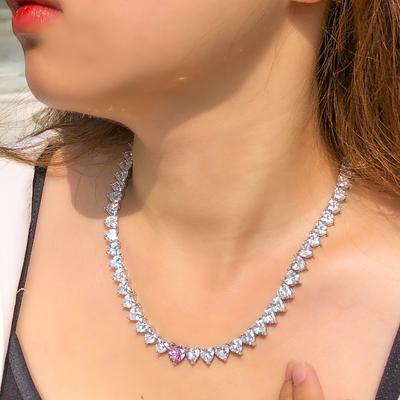Hip-Hop Style Love Necklace Temperament Full Row Diamond Collarbone Chain Men'S And Women'S Zircon Neck Chain