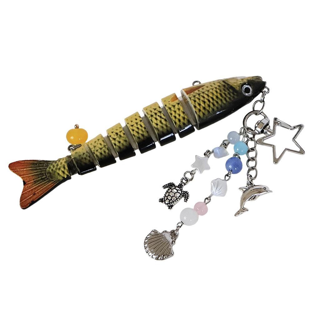 Multi Jointed Fish Hook Key Chain Simulation Backpack Pendant Creative Keychain Pendant  Gifts