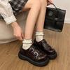 Thick Heel Heightened Mary Jane Loafer Single Shoes Spring and Autumn New Round Head Platform Small Leather Shoes Women