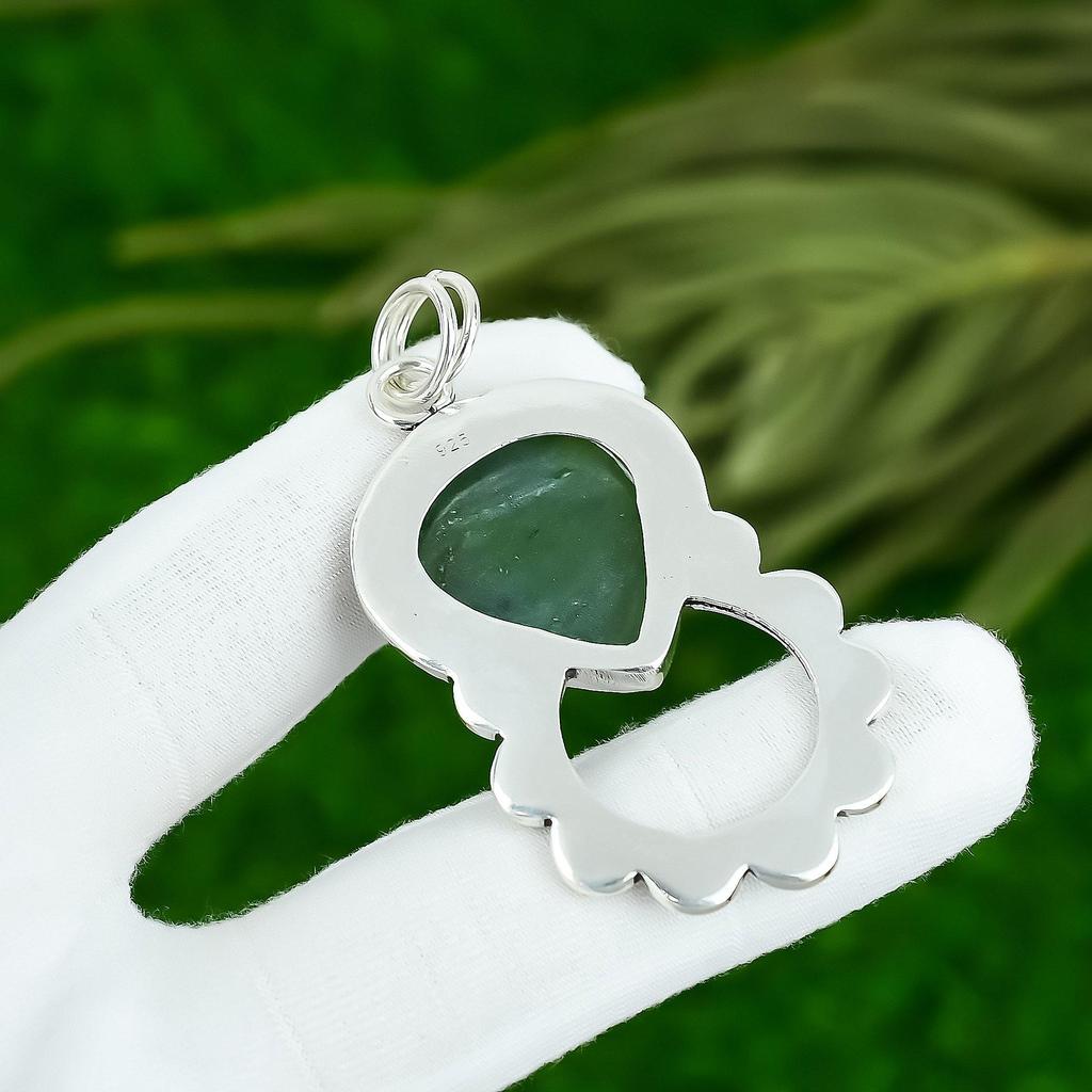 925 Silver Natural Vasonite Trendy Bezel Unique Anniversary Engagement Pendant