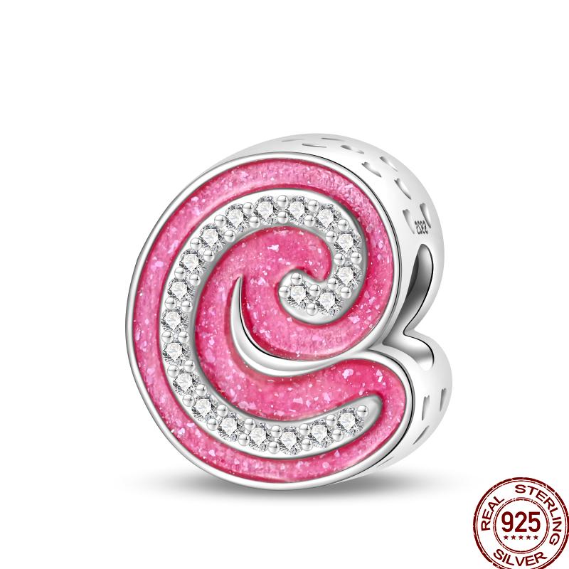 Copper Pink 26 Letters Valentine'S Day Gift Beads Suitable For Pan Original Bracelet Diy Birthday