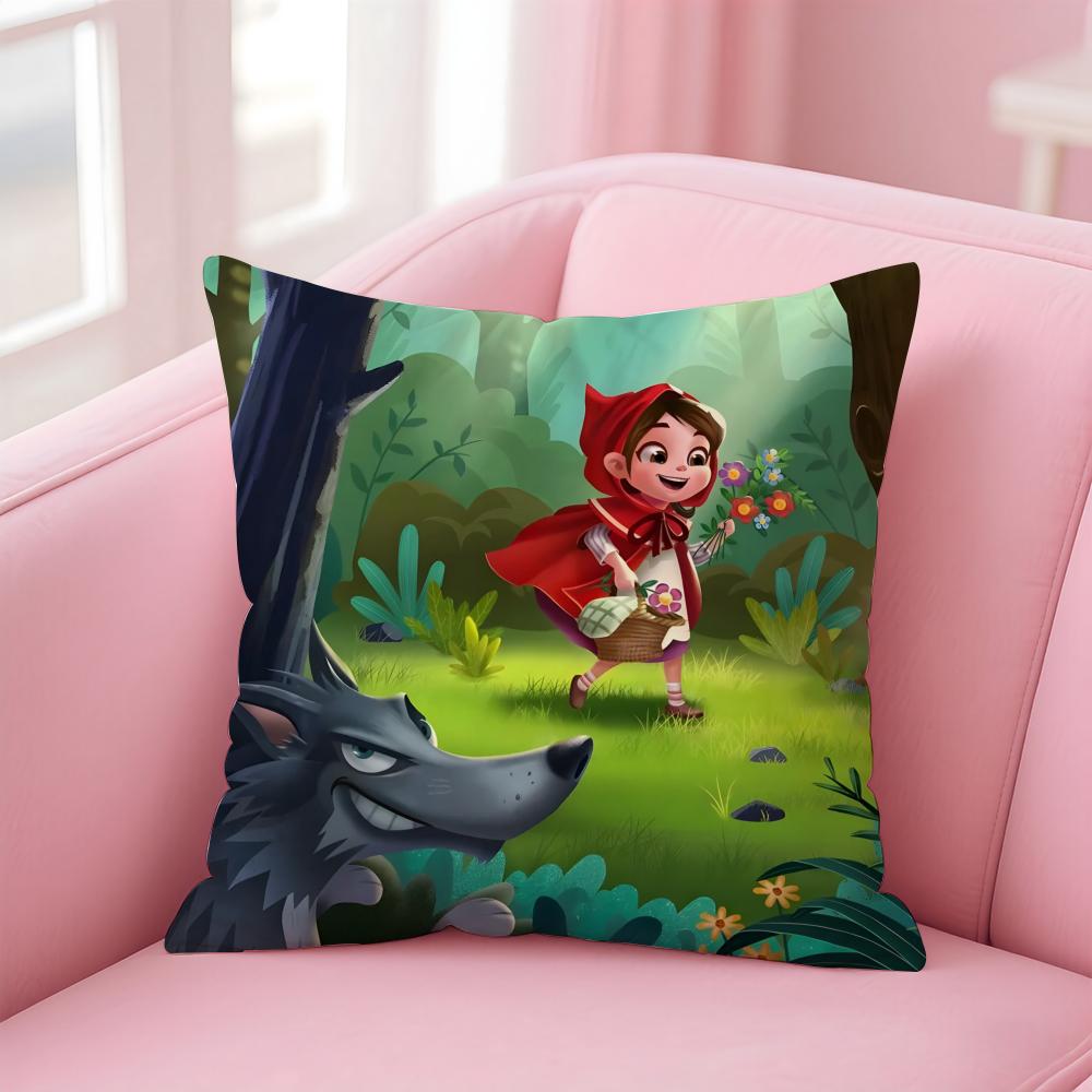 Cute Little Red Riding Hood Cushion Cover Pillowcase Short Plush Invisible zipper Room Sofa Cushion Cover