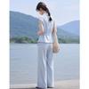 Women's Embroidered Textured Wide-leg Pants Two-piece Casual Set