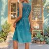 Sommerliche lässige Midi-Kleider für Damen Urlaub Elastische Taille Ärmellos Knielang Sommerkleid mit Taschen Lockere Passform