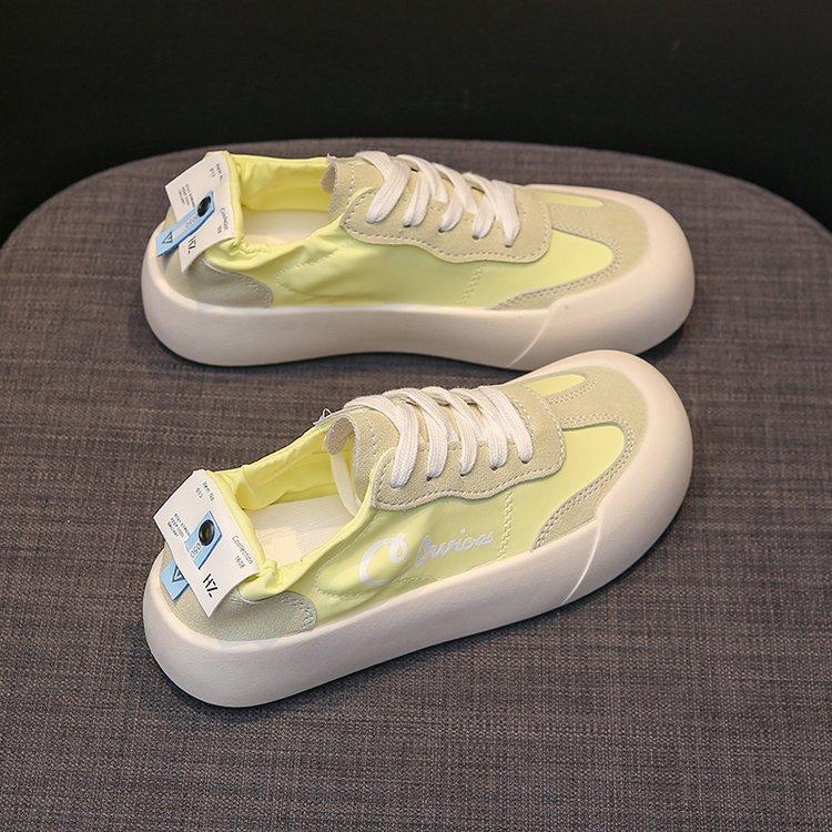 

2025 summer new soft sole fashion candy color women s shoes round head lace-up casual sports moral training shoes women s 35 жёлтый