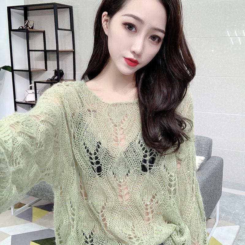 Hollow Korean Edition Sweater for Women Loose and Versatile Thin Outer Knitted Top