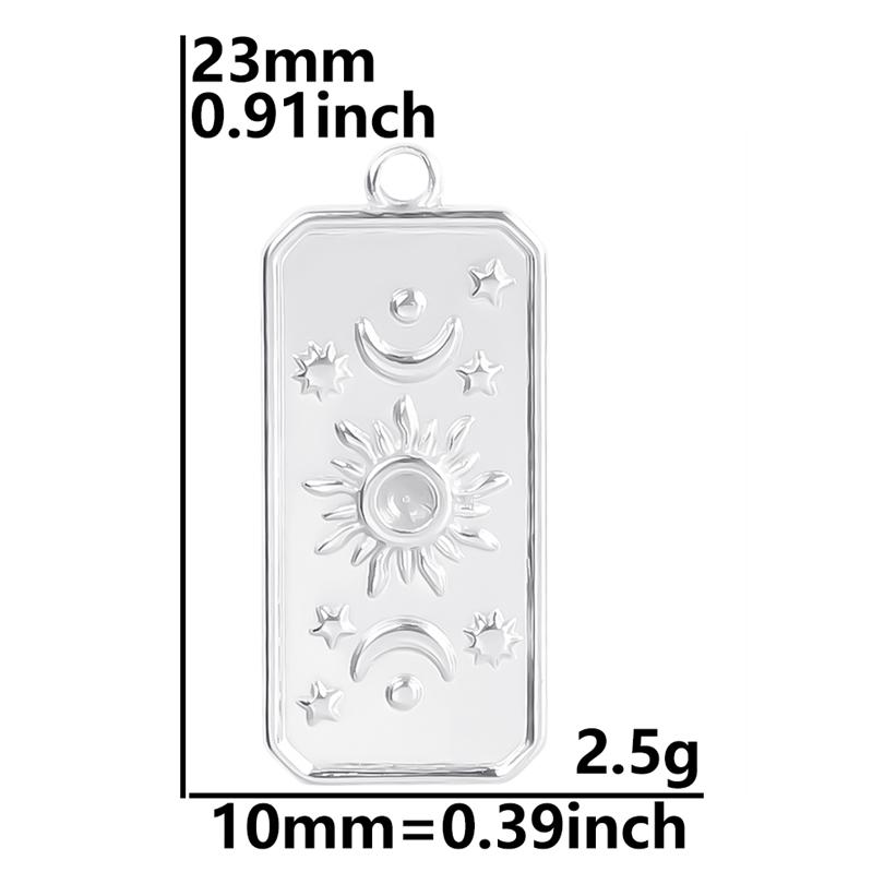 100% Stainless Steel Charms For Jewelry Making Supplies Moon Pendant Star Sun Fashion Accessories Rectangle Round Charm Breloque