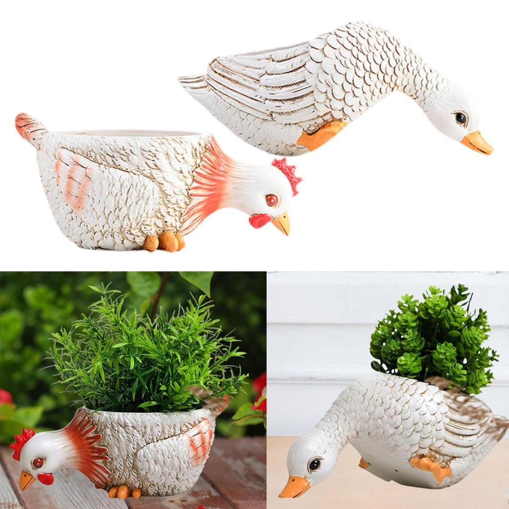 Animal Plant Pot Easter Flower Planter Funny Cute Ornament Figurine for Decoration Home Bedroom Balcony Desk Windowsill
