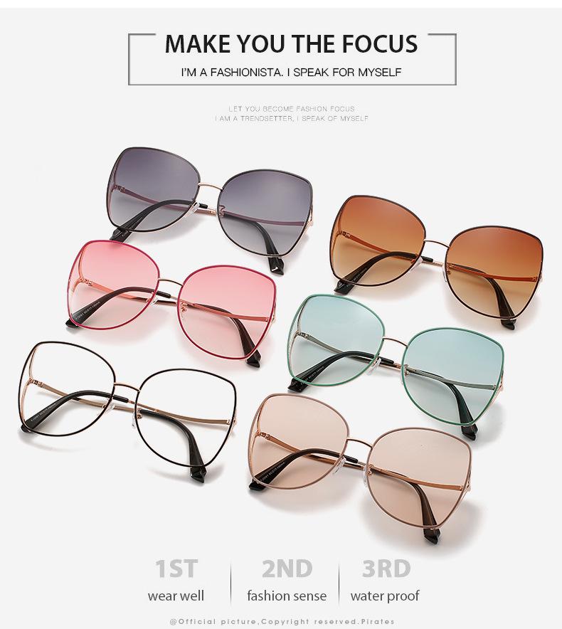 Women's Fashion Polygon Metal Sunglasses with Ocean Lens - New Trendy Design