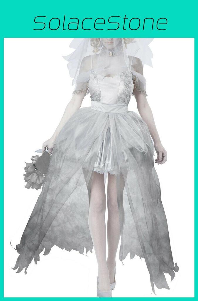 Halloween Ghost Bride Dress Costume For Women Role Play Party Cosplay