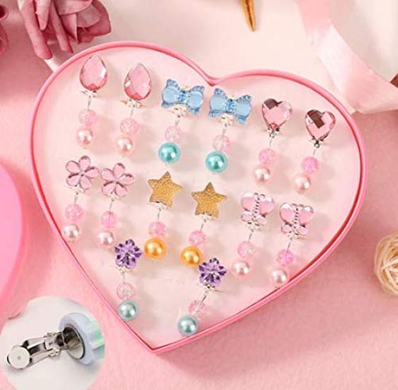 Elegant Blomma Clip-on Örhänge Set, Söt Leksak för Flickor, Glittrande Ädelstenar, Perfekt för Barnklubbar, Kalas, Festivaler och Sommarfestivaler, Gåva,