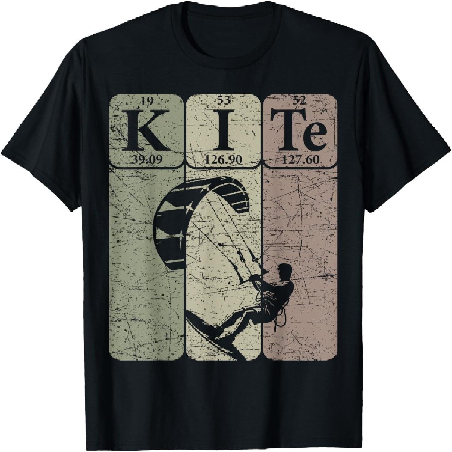 Kitesurfing Periodic Table Elements Kiteboarding Retro T-Shirt(19) S