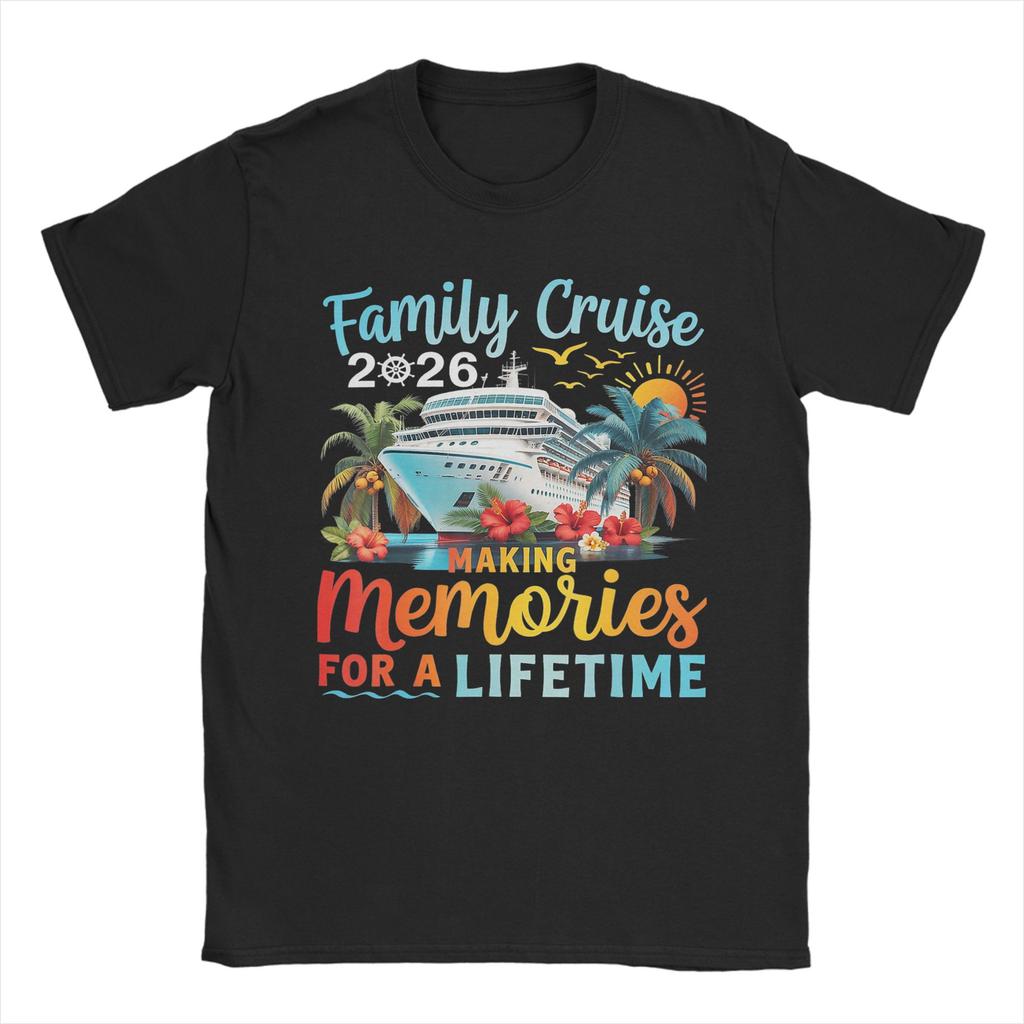 Unisex T-Shirts Familienkreuzfahrt 2026 Familienkreuzfahrt Urlaub Sommerparty Lustiges Baumwoll-T-Shirt Kurzarm T-Shirts Kleidung