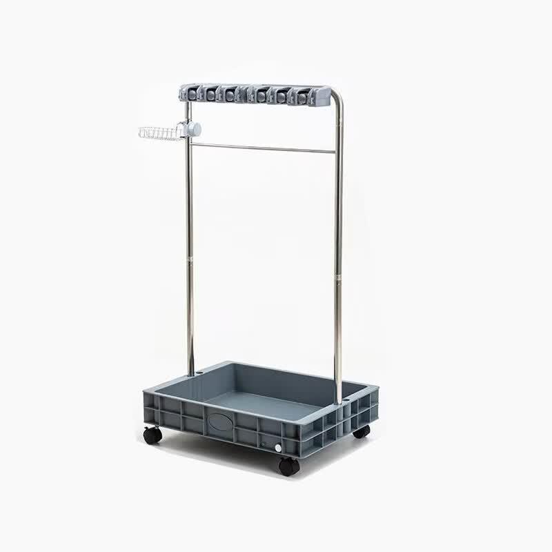Stainless Steel Mobile Mop and Broom Holder with Basin