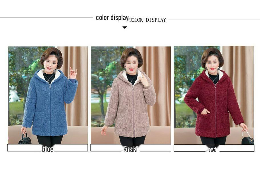 2025 Stylish Winter Coat for Middle-Aged Women, Warm Plus Size Fleece Jacket with Hood