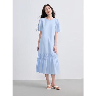 San Cai 2025 Summer Xinjiang Cotton A-Line Midi Dress