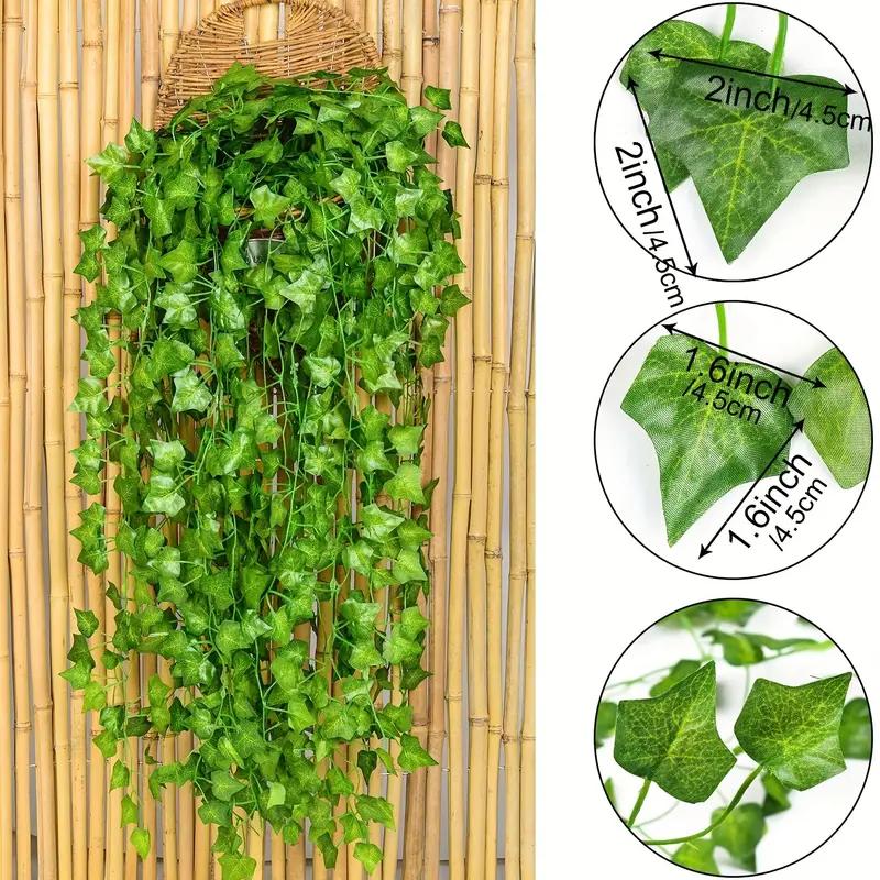 2/200M Artificial Plant Green Ivy Leaf Garland Fake Plant Creeper Hanging Vine Outdoor DIY Garden Wall Wedding Party Home Decor
