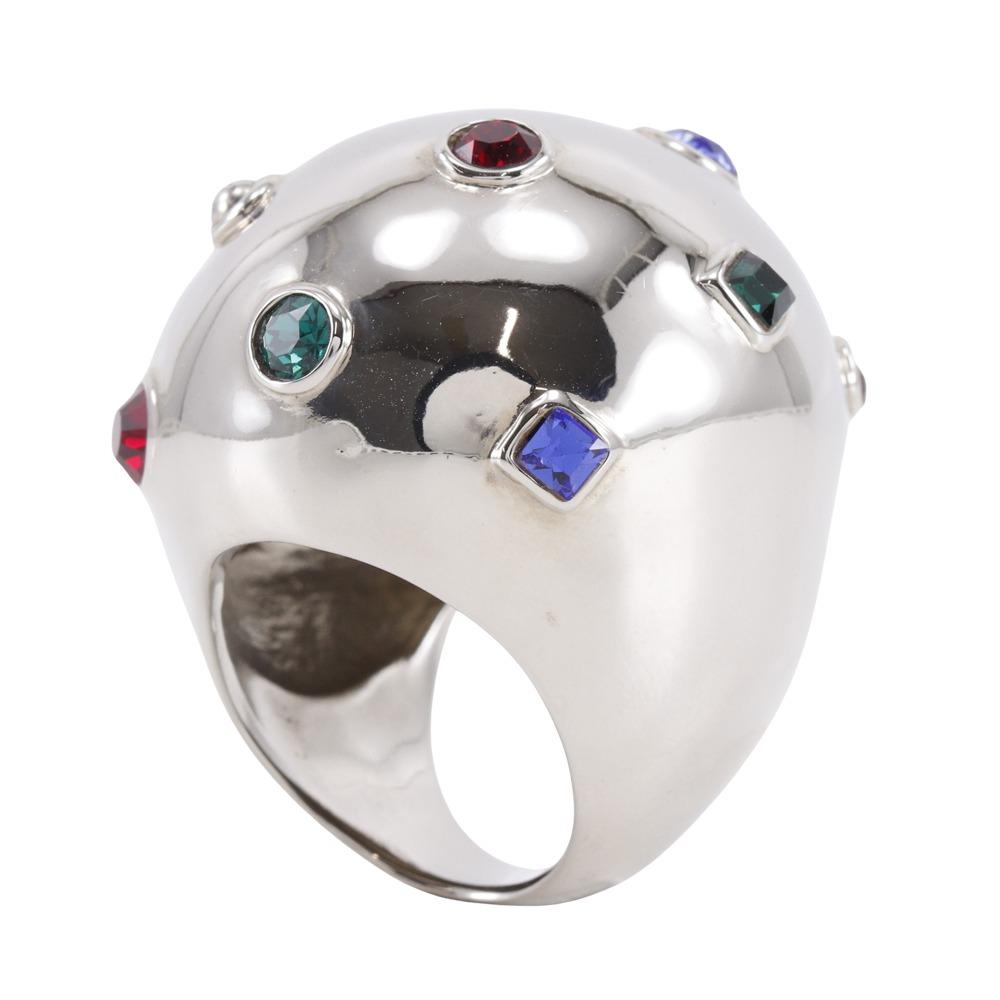Louis Vuitton Bookle Dreille Ring Strass Cocktail Planet Rare Design multicolor/Rhinestone #6.8(US Size) 36.04g Unisex Used
