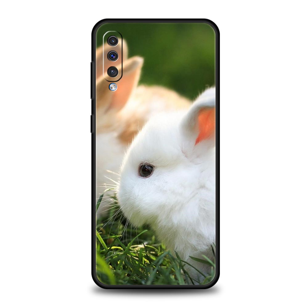 

Cute White Baby Rabbits Phone Case For Samsung A54 A52 A24 A14 A50 A70 A10 A40 A20S A20E A06 A12 A22 A34 A42 5G A04s A16 Cover Samsung A20s