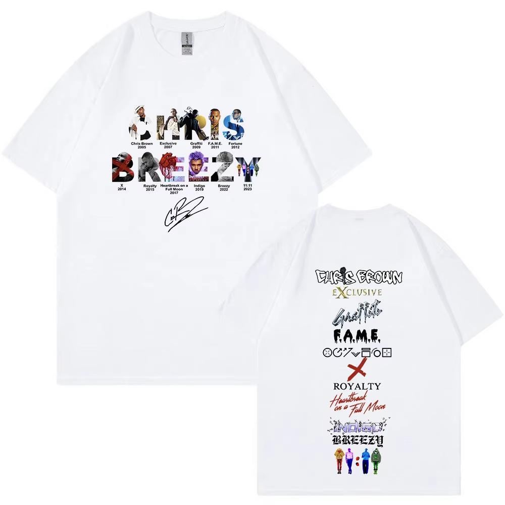 Rapper Chris Brown Breezy Tshirt 1111 Tour 2026 TShirt Men Women Harajuku ONeck Short Sleeve Top Fans Gift Streetwear