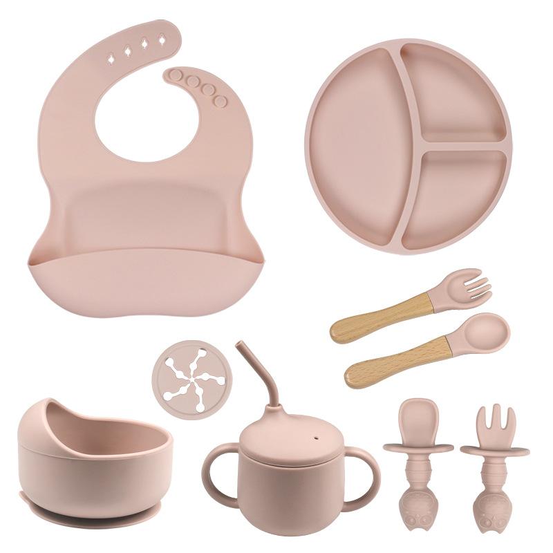 

Детский прикорм силиконовая тарелка миска вилка ложка нагрудник набор столовых приборов из 9 предметов набор тарелок устойчивых к падениям