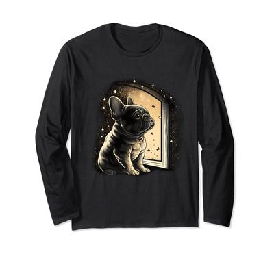 French Bulldog Cute French Dog At Night Long Sleeve T-Shirt