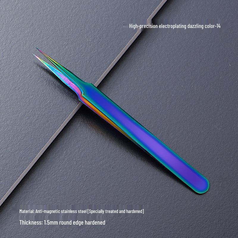 Black Anti-Static Stainless Steel Curved Tip Tweezers Set for Nail Art, Journaling, and Repairs