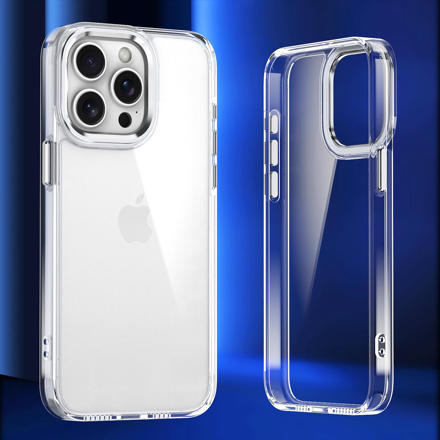 

For iPhone 16 Pro Max Clear Case Shockproof TPU+PC Hybrid Phone Cover Black
