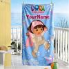 Dora Explorer Customize Your Name Beach Towel Soft Durable Quick-Dry Ideal for Travel Outdoor Swim Pool Yoga Surf Camping Hiking Gym Gift Holiday