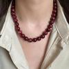 Colorful Elegant Bead Collarbone Chain Vintage Round Acrylic Bead Choker Delicate Neck Accessory for Prom Wear