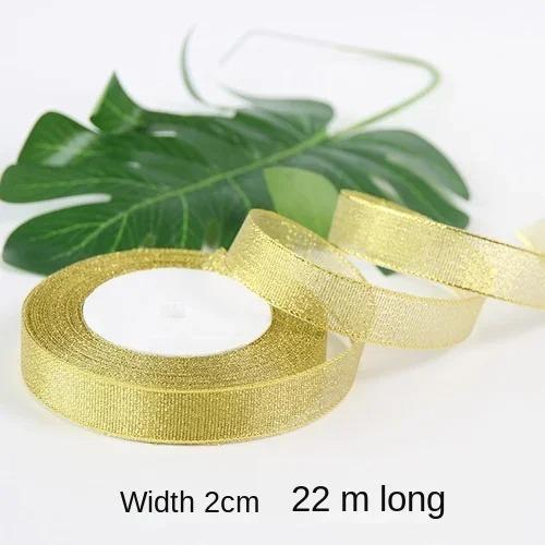 25yards/roll Gold Silver Metallic Glitter Ribbons for Apparel Garment DIY Accessories Crafts Sewing Fabric  Supplies Gift Wrap
